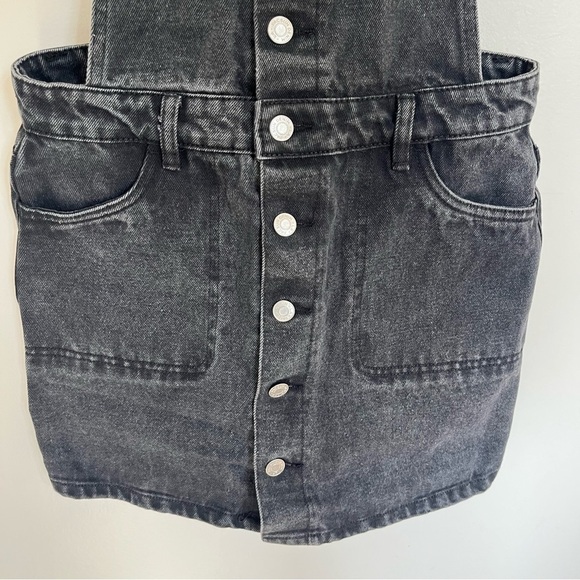 Pac Sun Women’s Black Denim Overall Mini Dress Size Small - Picture 2 of 15